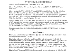 Quyết định 07/2013/QĐ-UBND mức thu thuỷ lợi phí tiền nước miễn thuỷ lợi phí Lai Châu