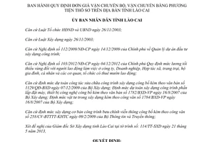 Quyết định 1325/QĐ-UBND năm 2013 đơn giá cước vận chuyển bộ phương tiện thô sơ Lào Cai