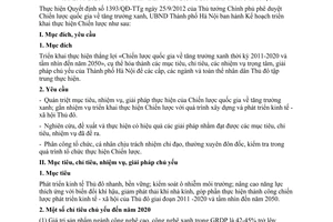 Kế hoạch 94/KH-UBND năm 2013 Chiến lược quốc gia về tăng trưởng xanh tại Hà Nội