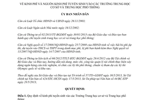 Quyết định 11/2013/QĐ-UBND kinh phí tuyển sinh Trung học cơ sở phổ thông Vĩnh Phúc