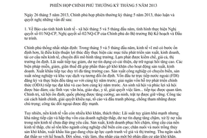 Nghị quyết 68/NQ-CP phiên họp Chính phủ thường kỳ tháng 5 năm 2013