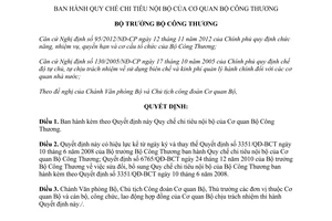 Quyết định 3631/QĐ-BCT 2013 Quy chế chi tiêu nội bộ của Cơ quan Bộ Công Thương