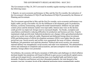 Resolution No. 68/NQ-CP the Government’s regular meeting May 2013