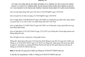 Thông tư 13/2013/TT-NHNN sửa đổi Thông tư 23/2010/TT-NHNN