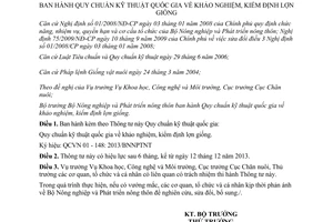 Thông tư 31/2013/TT-BNNPTNT Quy chuẩn kỹ thuật quốc gia về kiểm định lợn giống