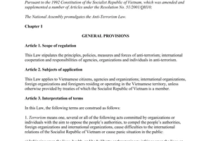 Law No. 28/2013/QH13 on the Anti-Terrorism