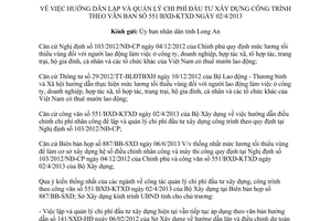 Tờ trình 922/TTr-SXD năm 2013 quản lý chi phí đầu tư xây dựng công trình Long An