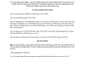 Quyết định 17/2013/QĐ-UBND bổ sung Điều 1 Quyết định 04/2011/QĐ-UBND Đắk Lắk