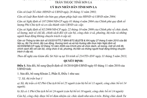 Quyết định 11/2013/QĐ-UBND sửa đổi Quyết định 10/2010/QĐ-UBND tỉnh Sơn La