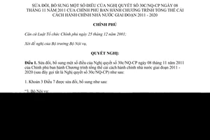 Nghị quyết 76/NQ-CP năm 2013 sửa đổi Nghị quyết 30c/NQ-CP cải cách hành chính