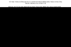 Chỉ thị số 06/CT-BYT2013 quản lý giám sát đấu thầu cung ứng thuốc các cơ sở y tế