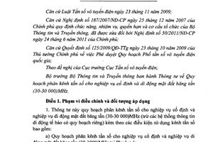 Thông tư 13/2013/TT-BTTTT phân kênh tần số cho nghiệp vụ cố định di động mặt đất