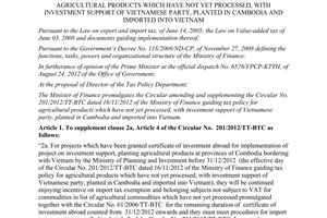 Circular No.81/2013/TT-BTC amending Circular No. 201/2012/TT-BTC tax policy