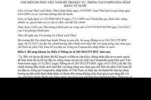 Thông tư 81/2013/TT-BTC sửa đổi Thông tư 201/2012/TT-BTC chính sách thuế