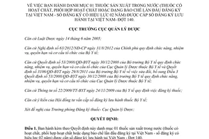 Công văn 161/QĐ-QLD danh mục thuốc sản xuất trong nước được phép lưu hành 2013