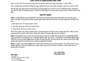 Quyết định 904/QĐ-UBND 2013 công bố thủ tục hành chính Sở Khoa học Cà Mau