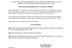 Quyết định 732/QĐ-BTTTT năm 2013 Kế hoạch công tác thông tin đối ngoại