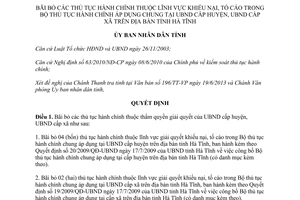 Quyết định 22/2013/QĐ-UBND bãi bỏ thủ tục hành chính khiếu nại tố cáo Hà Tĩnh
