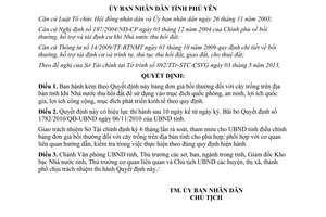 Quyết định 16/2013/QĐ-UBND đơn giá bồi thường cây trồng Phú Yên