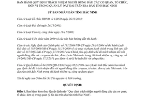 Quyết định 221/2013/QĐ-UBND trách nhiệm người đứng đầu cơ quan quản lý đất đai Bắc Ninh