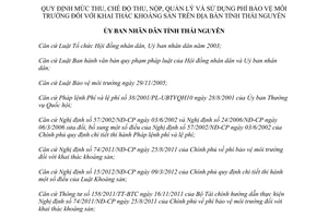 Quyết định 12/2013/QĐ-UBND quản lý phí bảo vệ môi trường khai thác khoáng sản Thái Nguyên