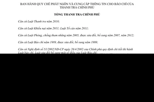 Quyết định 1358/QĐ-TTCP Quy chế phát ngôn và cung cấp thông tin cho báo chí