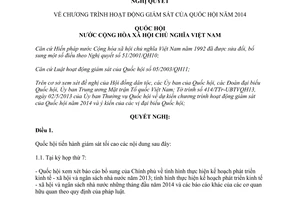 Nghị quyết 47/2013/QH13 Chương trình hoạt động giám sát của Quốc hội năm 2014