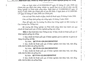 Thông tư 33/2013/TT-BNNPTNT Quy chuẩn kỹ thuật quốc gia về giống cây trồng