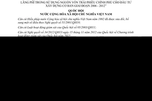 Nghị quyết 50/2013/QH13 thi hành Luật thực hành tiết kiệm chống lãng phí