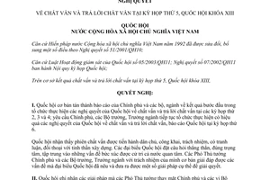 Nghị quyết 52/2013/QH13 chất vấn và trả lời chất vấn kỳ họp thứ 5 khóa XIII