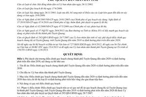 Quyết định 703/QĐ-CT 2013 điều chỉnh quy hoạch chung thành phố Tuyên Quang