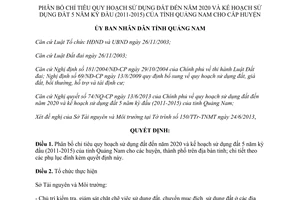 Quyết định 1963/QĐ-UBND năm 2013 quy hoạch kế hoạch sử dụng đất 5 năm kỳ đầu Quảng Nam