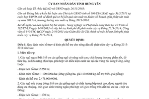 Quyết định 1064/QĐ-UBND mức hỗ trợ kinh phí phát triển cây vụ Đông 2013 2014 Hưng Yên
