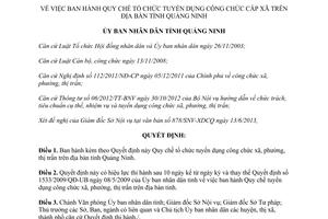 Quyết định 1588/2013/QĐ-UBND quy chế tổ chức tuyển dụng công chức cấp xã Quảng Ninh