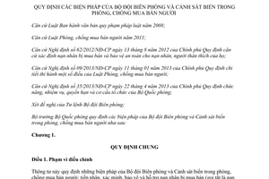 Thông tư 78/2013/TT-BQP biện pháp trong phòng chống mua bán người