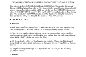 Hướng dẫn 791/HD-BGDĐT 2013 thí điểm phát triển chương trình giáo dục nhà trường phổ thông