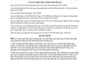 Quyết định 34/2013/QĐ-UBND chuyển giao chứng thực giao dịch sang tổ chức công chứng Ninh Thuận