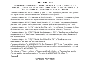 Joint circular No.84/2013/TTLT-BTC-BCT-BGTVT guiding Decision No.48/2011/QD-TTg
