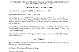 Quyết định 1211/2013/QĐ-UBND năm 2013 diện tích đất tối thiểu tách thửa Hà Giang