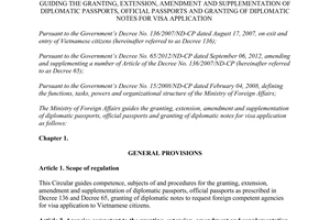 Circular No. 02/2013/TT-BNG granting extension diplomatic passports official passports