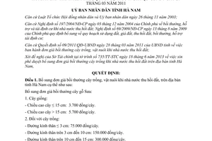Quyết định 31/2013/QĐ-UBND bổ sung đơn giá bồi thường khi nhà nước thu hồi đất