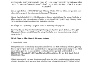 Thông tư 09/2013/TT-BXD hướng dẫn Quyết định 22/2013/QĐ-TTg hỗ trợ nhà ở