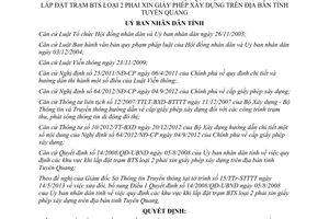 Quyết định 10/2013/QĐ-UBND sửa đổi khu vực lắp đặt BTS phải xin phép Tuyên Quang