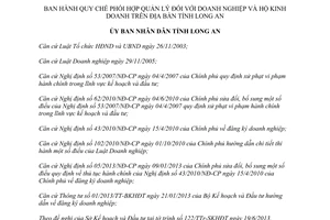 Quyết định 21/2013/QĐ-UBND Quy chế phối hợp quản lý doanh nghiệp hộ kinh doanh Long An