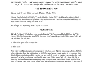 Quyết định 1043/QĐ-TTg Chiến lược công nghiệp hóa của Việt Nam năm 2013