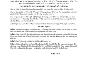 Quyết định 3523/QĐ-UBND năm 2013 đẩy mạnh cải cách chế độ công vụ công chức TPHCM