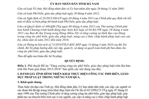 Quyết định 696/QĐ-UBND Tăng cường phổ biến giáo dục pháp luật Hà Nam 2013