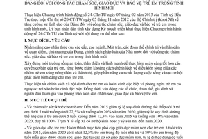 Kế hoạch 3042/KH-UBND năm 2013 tăng cường chăm sóc giáo dục bảo vệ trẻ em Bến Tre