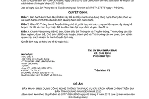 Quyết định 2077/QĐ-UBND ứng dụng công nghệ thông tin cải cách hành chính Quảng Nam