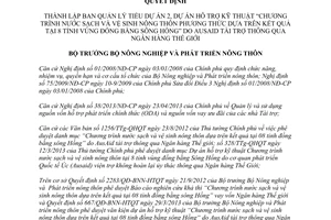 Quyết định 1522/QĐ-BNN-TCCB Ban Quản lý dự án nước sạch và vệ sinh nông thôn